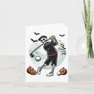 Halloween Skeleton Playing Golf Funny Golfer Boys Card