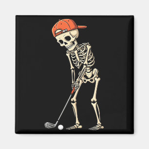 Halloween Skeleton Playing Golf Funny Golfer Boys Magnet