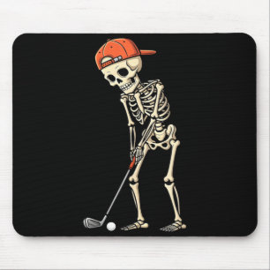 Halloween Skeleton Playing Golf Funny Golfer Boys Mouse Pad