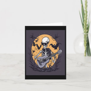 Halloween Skeleton Playing Guitar Music Funny Skul Card