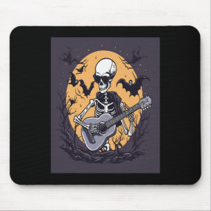 Halloween Skeleton Playing Guitar Music Funny Skul Mouse Pad