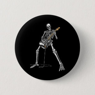 Halloween Skeleton Playing Guitar Rock And Roll Nd 6 Cm Round Badge