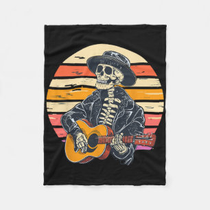 Halloween Skeleton Playing Guitar Rock And Roll Nd Fleece Blanket