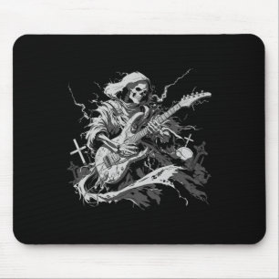 Halloween Skeleton Playing Guitar Rock And Roll Nd Mouse Pad