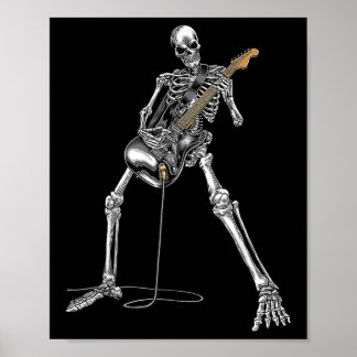 Halloween Skeleton Playing Guitar Rock And Roll Nd Poster