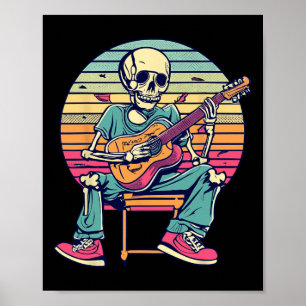 Halloween Skeleton Playing Guitar Rock And Roll Nd Poster
