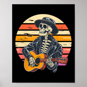 Halloween Skeleton Playing Guitar Rock And Roll Nd Poster