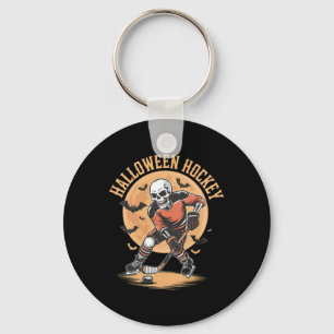 Halloween Skeleton Playing Hockey Vintage Skeleton Key Ring