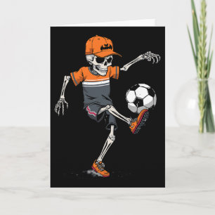 Halloween Skeleton Playing Soccer Costume For Kids Card