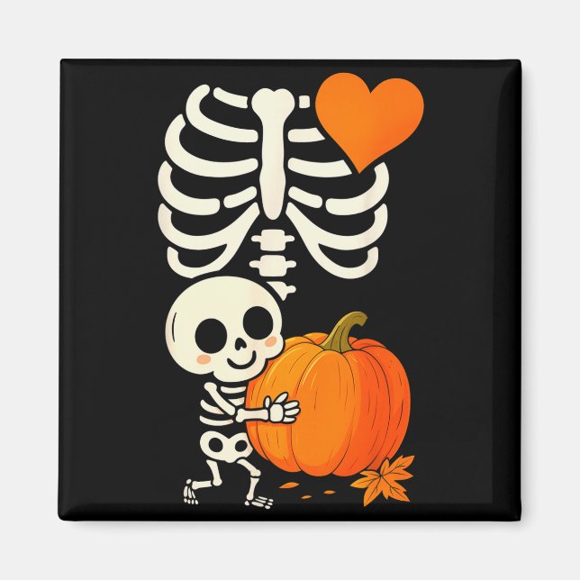 Halloween Skeleton Pregnancy Announcement Soky Mom Magnet (Front)