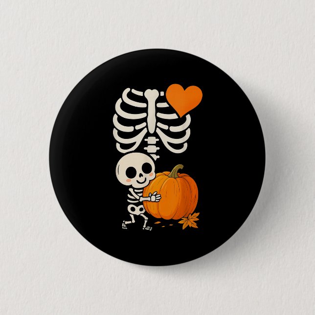 Halloween Skeleton Pregnancy Announcement Soky Mum 6 Cm Round Badge (Front)