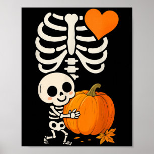 Halloween Skeleton Pregnancy Announcement Soky Mum Poster