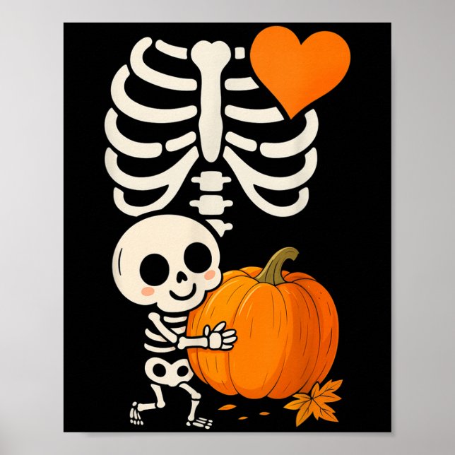 Halloween Skeleton Pregnancy Announcement Soky Mum Poster (Front)