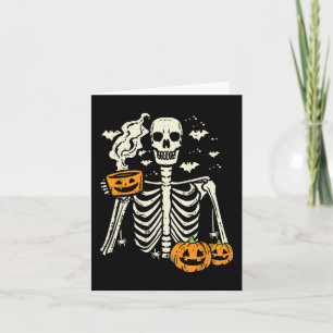 Halloween Skeleton Pumpkin Fall Coffee Fun Costume Card