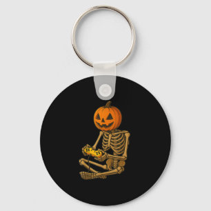Halloween Skeleton Pumpkin Gamer Video Gaming Men  Key Ring