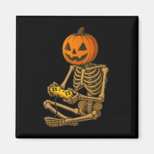 Halloween Skeleton Pumpkin Gamer Video Gaming Men  Magnet