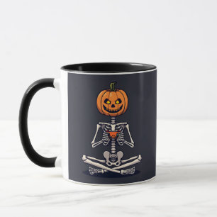 Halloween Skeleton Pumpkin Gamer Video Gaming Mug