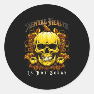 Halloween Skeleton Pumpkin Mental Health Suicide P Classic Round Sticker