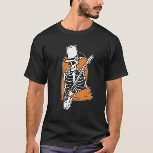 Halloween Skeleton Pumpkin Music for Guitar Player T-Shirt