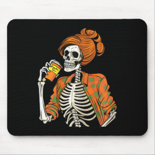 Halloween Skeleton Pumpkin Spice Latte Mouse Pad