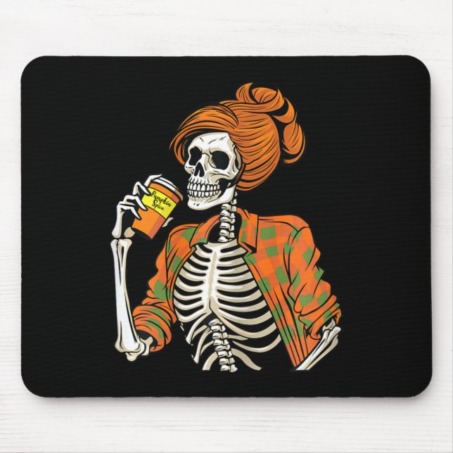 Halloween Skeleton Pumpkin Spice Latte  Mouse Pad (Front)