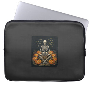 Halloween Skeleton Pumpkin Vintage Retro Design_1 Laptop Sleeve