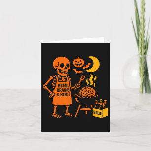 Halloween Skeleton Rbecue Beer Brains Boo Spooky P Card