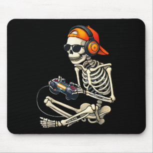 Halloween Skeleton Retro Gamer Video Gaming Boys M Mouse Pad