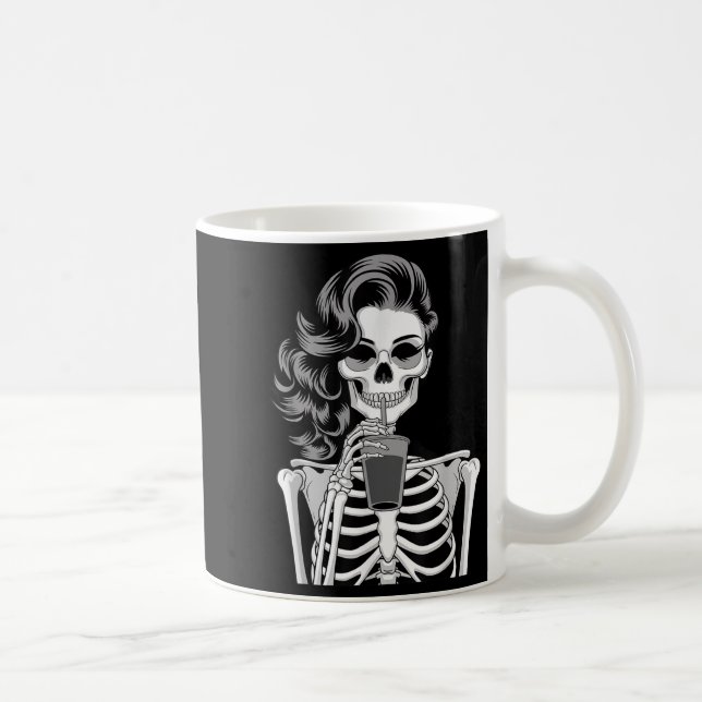 Halloween Skeleton Retro Style Drink Beverage Quir Coffee Mug (Right)