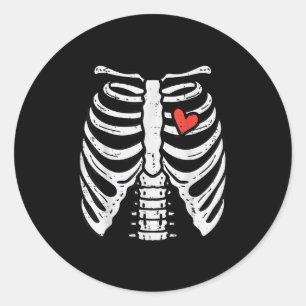 Halloween Skeleton Rib Cage Heart Costume Men Wome Classic Round Sticker