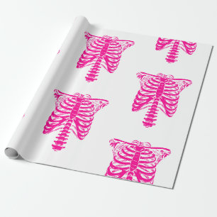 halloween Skeleton Rib Cage pink Wrapping Paper