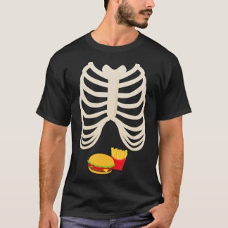 Halloween Skeleton Rib Cage Xray Burger Fries Love T-Shirt