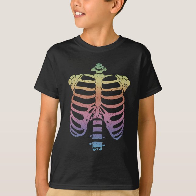 Halloween Skeleton Rib Cage  Zombie Costume Tee  (Front)