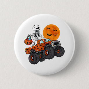 Halloween Skeleton Riding Monster Truck 6 Cm Round Badge