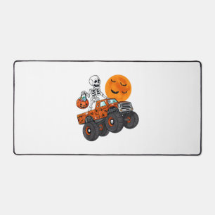 Halloween Skeleton Riding Monster Truck Desk Mat