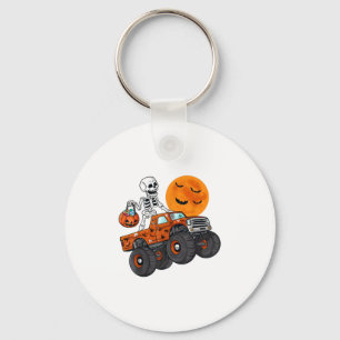 Halloween Skeleton Riding Monster Truck Key Ring