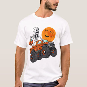 Halloween Skeleton Riding Monster Truck T-Shirt