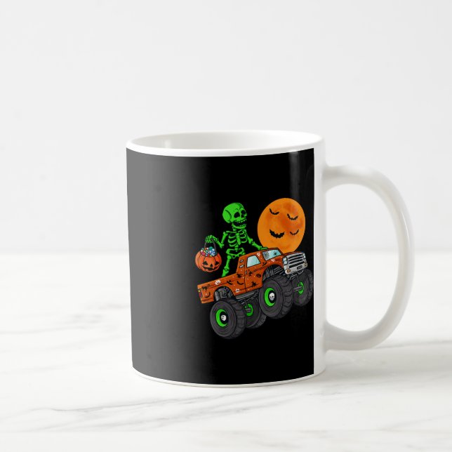 Halloween Skeleton Riding Monster Truck Toddler Bo Coffee Mug (Right)
