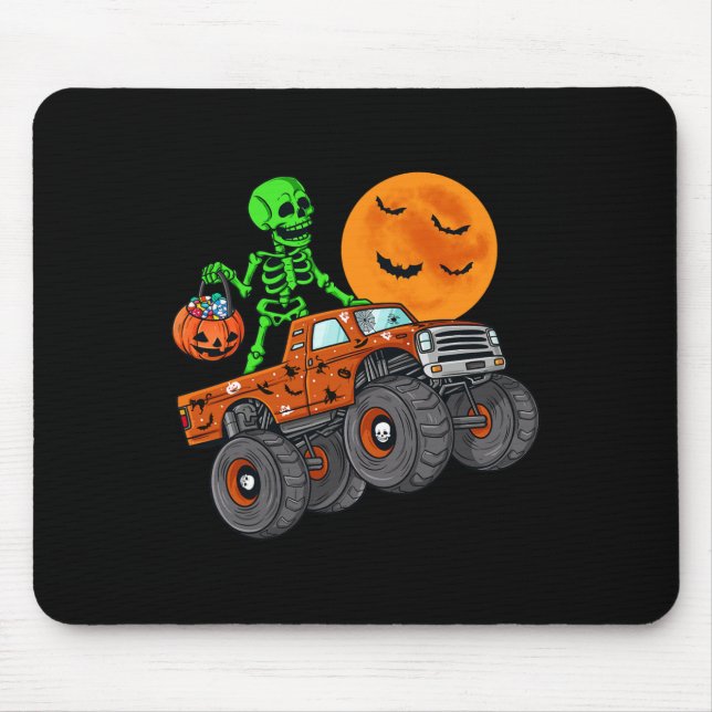 Halloween Skeleton Riding Monster Truck Toddler Bo Mouse Pad (Front)