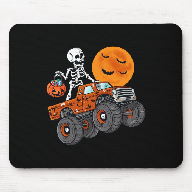 Halloween Skeleton Riding Monster Truck Toddler Bo Mouse Pad (Front)