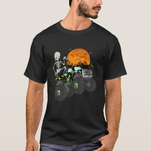 Halloween Skeleton Riding Monster Truck Toddler Bo T-Shirt