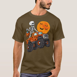 Halloween Skeleton Riding Monster Truck Toddler Bo T-Shirt