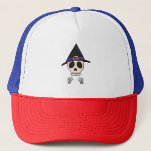 Halloween Skeleton Riding Monster Truck Trucker Hat