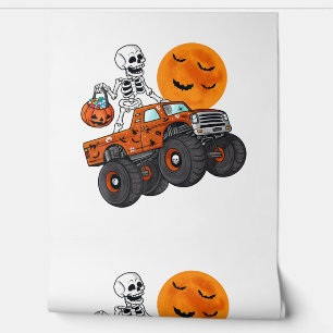 Halloween Skeleton Riding Monster Truck Wallpaper