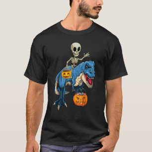 Halloween Skeleton Riding Mummy Dinosaur Rex  Pump T-Shirt