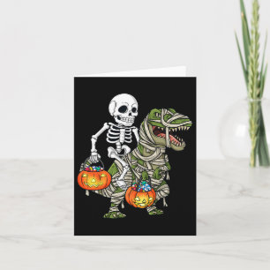 Halloween Skeleton Riding Mummy Dinosaur T Rex Fun Card