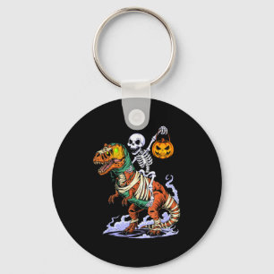 Halloween Skeleton Riding Mummy T Rex Dinosaur Sca Key Ring