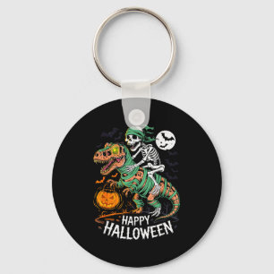 Halloween Skeleton Riding Mummy T Rex Dinosaur Sca Key Ring
