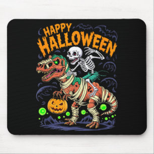Halloween Skeleton Riding Mummy T Rex Dinosaur Sca Mouse Pad