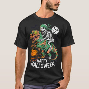 Halloween Skeleton Riding Mummy T Rex Dinosaur Sca T-Shirt